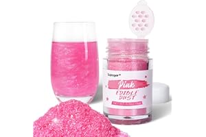 Sujoygar Pink Edible Glitter for Cocktails, 5g Food Grade Drink Glitter, Luster Dust Edible for Drinks Cocktails Cakes Baking Chocolate Strawberrie, Valentine Wedding Girls Party Food Decoration