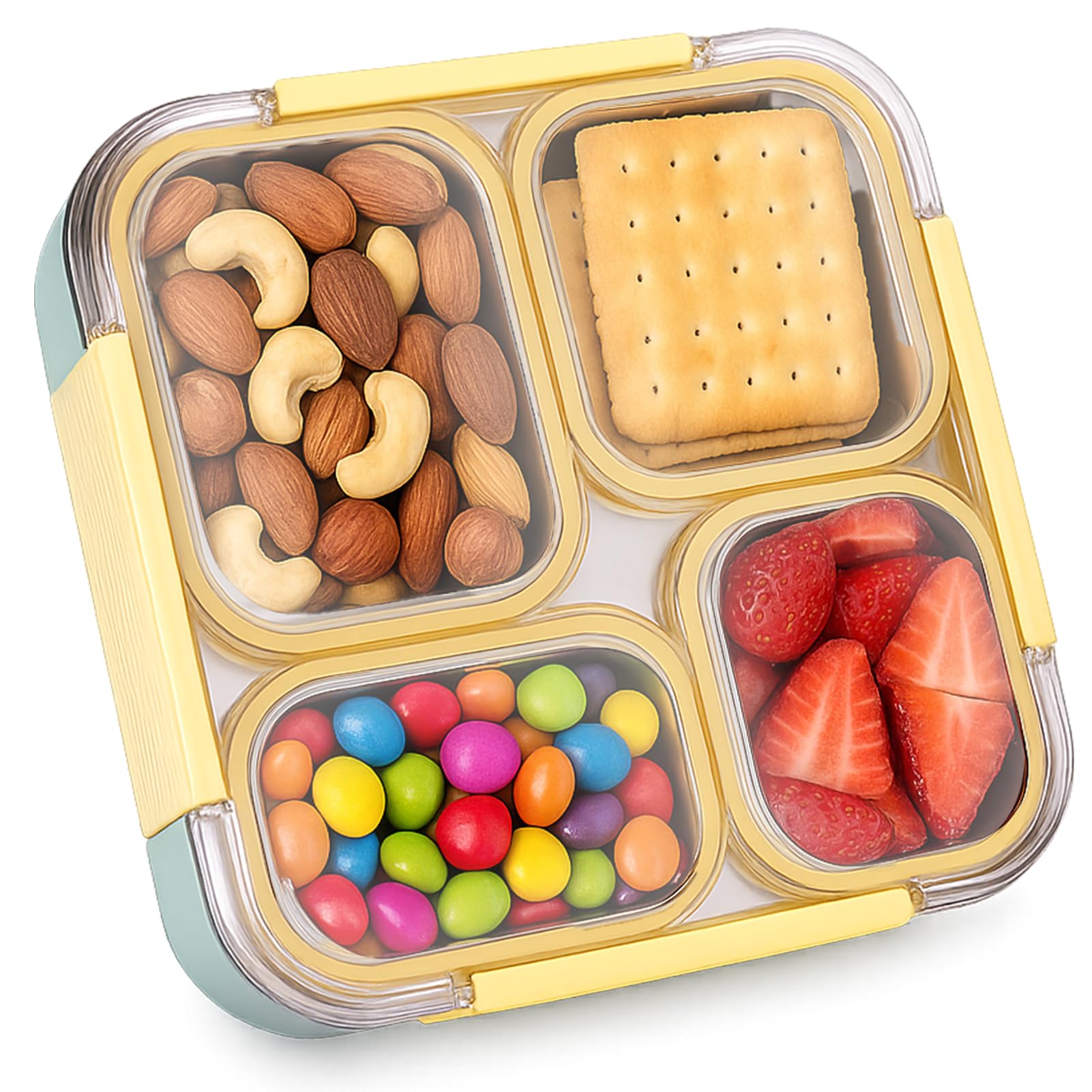 Photo 1 of Palksky Bento Snack Containers Stainless Steel, 4 Compartment Snackle Box Container, Reusable Lunch Bento Snack Boxes, Divided Food Storage Containers for Home, Travel
