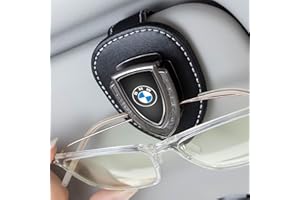 ALEjon with BMW Sunglasses Holder,Leather Glasses Holders with BMW 1 3 5 6 Series X1 X3 X7 X5 X6 Z4 7 M,Ticket Card Clip Car Sunglasses Holder for Car Sun Visor, with BMW Accessories,Black
