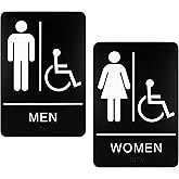 Restroom Sign for Business - ADA Compliant Braille Bathroom Sign with Double Sided Tape to Secure Perfectly in Less Than a Mi