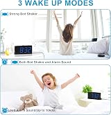 Mesqool Loud Alarm Clock with Bed Shaker Dual Alarm USB Charger Blue view 3