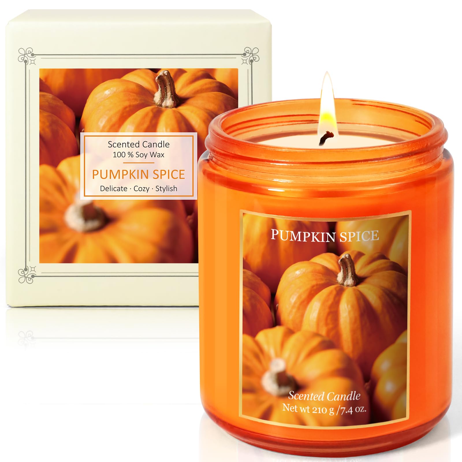 Pumpkin Scented Candle, Autumn Soy Wax, Fall Candle for Halloween, Candles Gift Set, Aromatherapy Gifts for Women Men, Pumpkin Pie