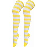 Bestjybt Women Striped Thigh High Socks Over Knee Socks Knee High Costume Stockings Leg Warmers