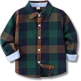 Voxikidio Size 5-10 Years Boys' Long Sleeve Buffalo Plaid Button-Down Shirt Fall Thin Outfits Kids Clothes