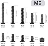 SZSLMY 172 Pcs M6 Bolts Nuts Set Carbon Steel Black 10mm-40mm view 2