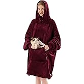 Krifey Wearable Blanket Hoodie, Oversized Sherpa Hooded as Birthday Gifts for Mom Women Girlfriend Men, Cozy Sweatshirt with Giant Pocket