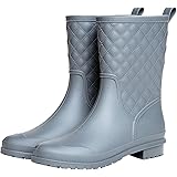 Yvmurain Women's Mid Calf Rain Boots Waterproof Rubber Booties Garden Shoes Outdoor Work