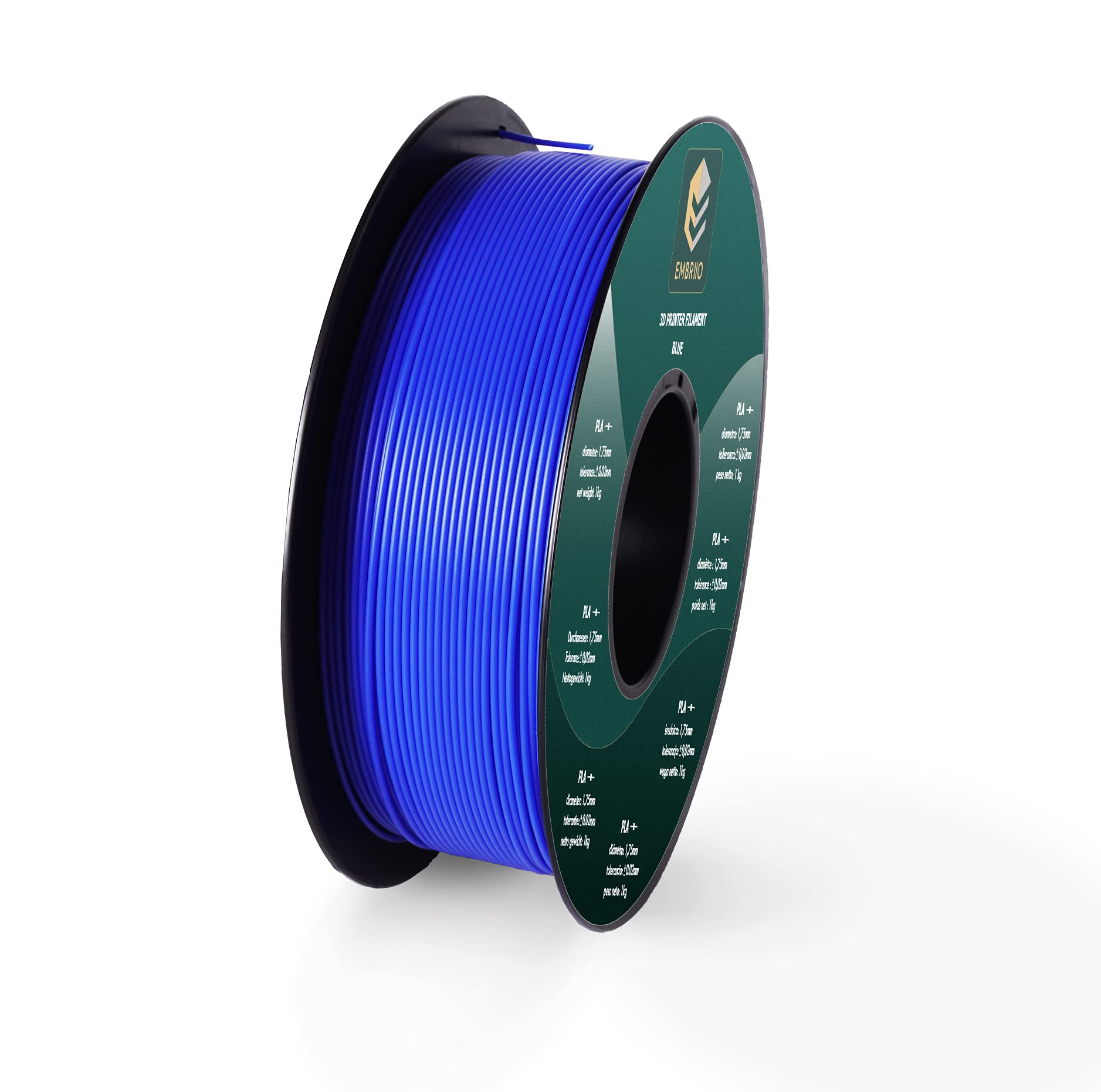 EMBRIIO PLA+ Plus 1.75mm 3D Filament Tangle-Free, Higher Strength Toughness 1kg (2.2lbs) Premium, Tolerance Accuracy +/- 0.02 mm (Blue)