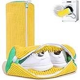 Hfamvrath Shoe Washing Machine Bag, 2Pcs Laundry Shoe Bags for Washer and Dryer, 360° Deep Clean, Reusable Cleaning Kit for All Shoe Sizes, Endurable Zipper Washing Bag for Sneaker Gym Shoes, Yellow