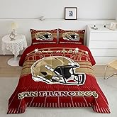 Feelyou Boys Football Comforter Set,American Football City San Francisco Bedding Set Queen Size,Football Sports Game Comforter,Ball Fans Gifts Quilt Set