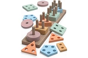 kecristv Montessori Toys for 1 2 Year Old Girl and Boy Birthday Gifts, Shape Sorter Wooden Toys for Toddlers Age 1-3 2-4, Learning Educational Sensory Stacking Toddler Puzzles