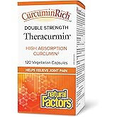 Natural Factors Theracurmin CurcuminRich DOUBLE STRENGTH 60 mg, 120 Vegetarian Capsules, High Absorption Curcumin, Helps Reli