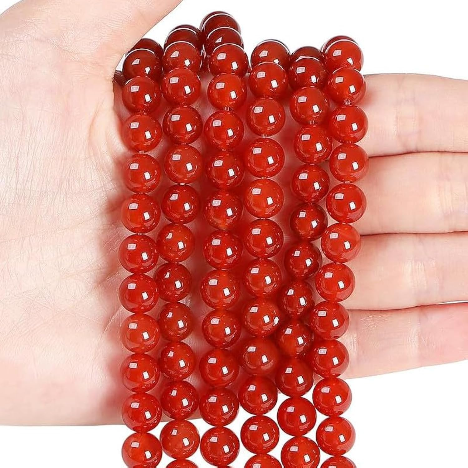 XIANNVXI 8mm Round Red Agate Carnelian Beads for Bracelet Making Red Beads for Crafting 47 Pcs — image 1