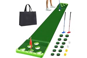 Sagsewful Golf Putting Game Set with Front Border for Indoor & Outdoor,Golf Putting Green Mat Include 4 Balls,1 Portable Bag,2 Flags&Cups,Practice Training Aid for Backyard,Party,Office