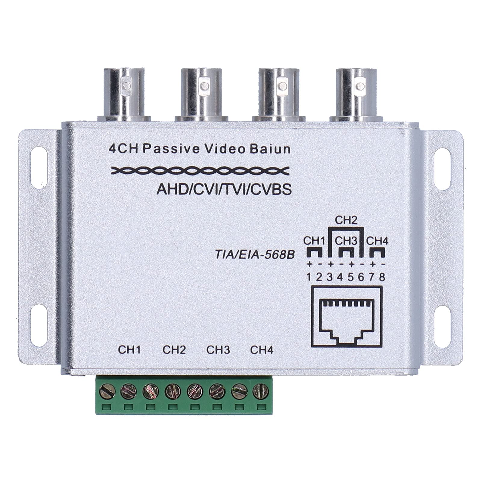 Astibym Video Balun 4 Channel Passive Balun 720P 1080P HD BNC RJ45 UTP Converter to Balanced Signal, Coaxial Cable Transmission Equipment