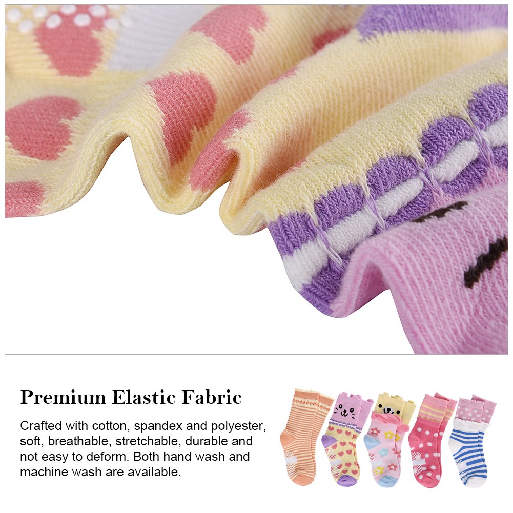 Vbiger 5 Paar Kleinkind Mädchen Dick Winter Socken Warm Baumwolle Thermische Socken, 3-5 Jahre alt(Farbe 2)