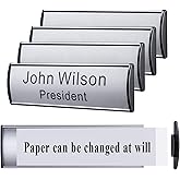 Set of 5 - Nameplate Holder for Wall Mount, 2.36'' x 8'' Curved Office Business Door Sign Holder-Silver