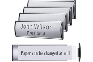 Set of 5 - Nameplate Holder for Wall Mount, 2.36'' x 8'' Curved Office Business Door Sign Holder-Silver