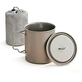 750ml/25oz Titanium Camping Cup with Lid and Foldable Handle &ndash; Ultralight Single-Wall Titanium Backpacking Pot for Hiking, Bushcraft, Cooking, Outdoor Survival