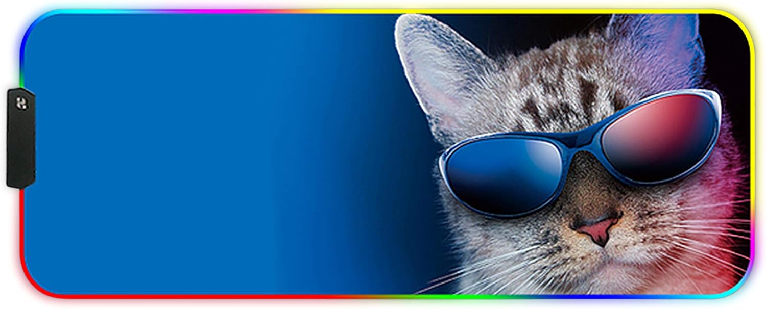 DORRISO RGB Gaming Mouse Pads Large XL 800x300x3 mm Led Mousepad Anti-slip Rubber Base Computer Keyboard Mice Mat for PC Laptop Desk Gaming Mouse Mats Cat