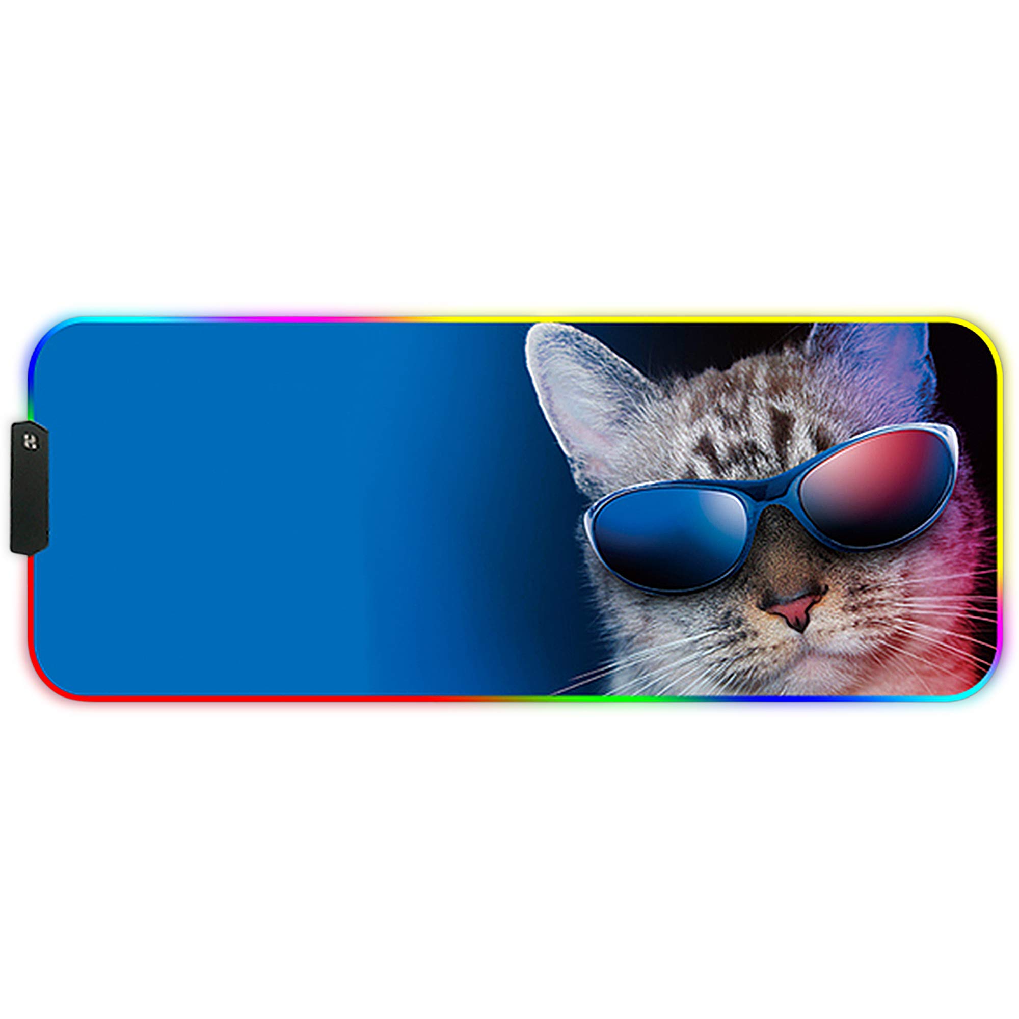 DORRISO RGB Gaming Mouse Pads Large XL 800x300x3 mm Led Mousepad Anti-slip Rubber Base Computer Keyboard Mice Mat for PC Laptop Desk Gaming Mouse Mats Cat