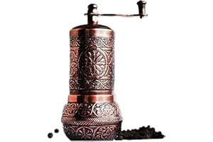 Bazaar Anatolia Turkish Pepper Mill Grinder Refillable Spice 4.2" Manual Crank Handle (Antique Copper)