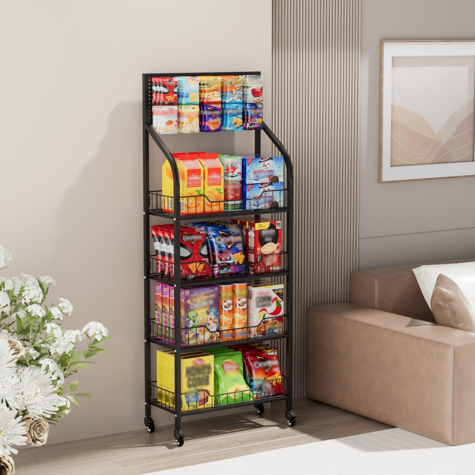 Yuwoune Retail Candy Display Rack, Black Metal Display Snacks Rack with ...