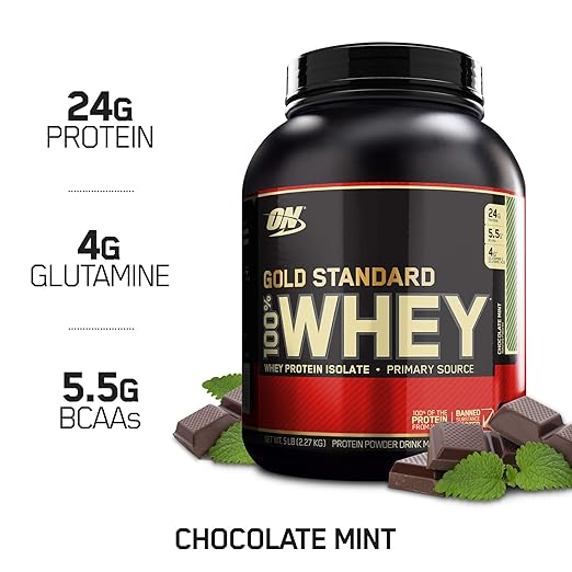 OPTIMUM NUTRITION GOLD STANDARD 100% Whey Protein Powder, Chocolate Mint, 4.94 Pound (Package May Vary)