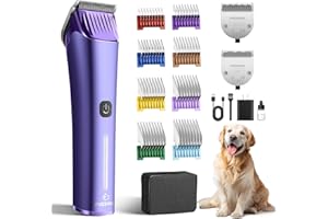 FuzzyFix Professional Dog Grooming Clipper with Replacement Blade, 5-in-1 Adjustable Blade Cordless Pet Grooming Kit 2 Speed Trimmer Hair Shaver with Detachable Metal Combs Nova for Animal Horse