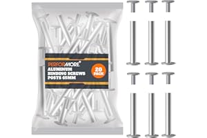 PERFORMORE 20 Pack of Silver Aluminum Screw Posts, 65mm Metal Chicago Screw Post Binding Screws for Scrapbooking, Photo Albums, Binding, Leather Screw Nail Rivet Button Solid Belt Tack Screw