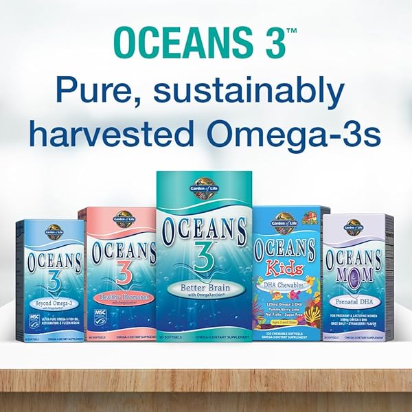 GARDEN OF LIFE ULTRA PURE EPA/DHA OMEGA 3 FISH OIL – OCEANS 3 BETTER BRAIN SUPPLEMENT WITH ANTIOXIDANTS, 90 SOFTGELS
