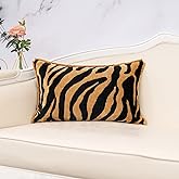 Yangest Black and Gold Rectangle Pillow Cover Cut Velvet Zebra Print Cushion Cover Luxury Modern Pillowcover for Couch Living Room Bedroom,12x20 Inch