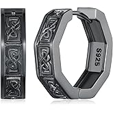 SVODEA Viking Earrings Men 925 Sterling Silver Mens Hoop Earrings Viking Jewelry Gifts for Men