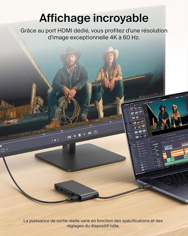 Connect Hub USB C 8-en-1, Prise en Charge De La Résolution 4K à 60 Hz, Fonctionne avec Mac, Windows, Chromebook, PD de 100 W, Transfert De Données De 10 Gbit/s, Ethernet De 2,5 Gbit/s - Noir