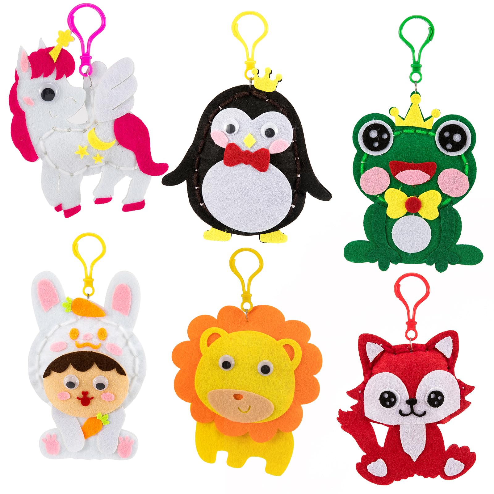 Photo 1 of HANYMWANZW 6 Animal Sewing Keyrings, Kids Animals Sewing Kit for Beginner Felt Art & Craft Learn to Sew for Christmas Birthday Gifts