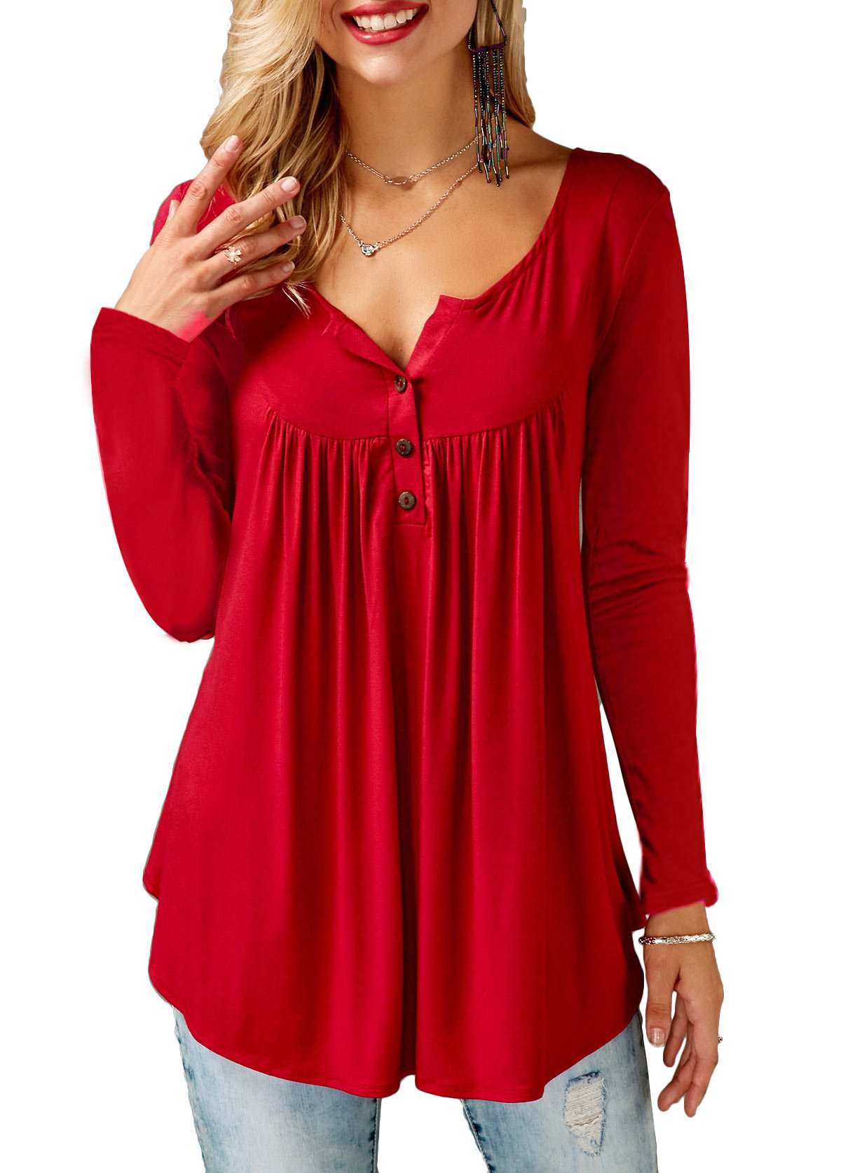 KISSMODA Ladies Shirts Ruffle Loose 