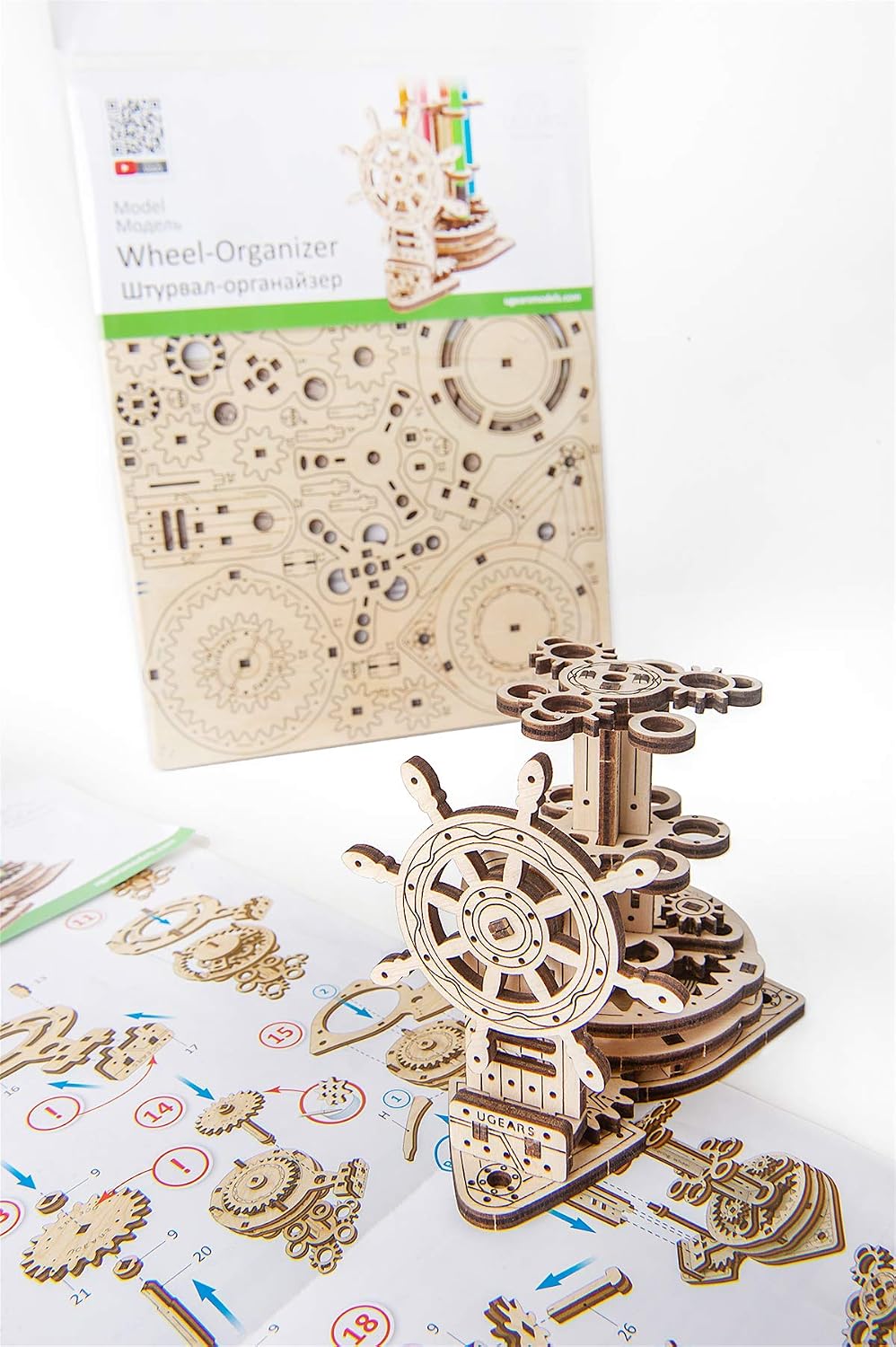UGears 3d Puzzles For Adults Wheel Organizer Mechanical Models Wooden Puzzle Brain Teaser Construction Craft Kits For Adults DIY Puzzle Learning Toys for Kids Eco Friendly Woodcraft Building Set - Image 3