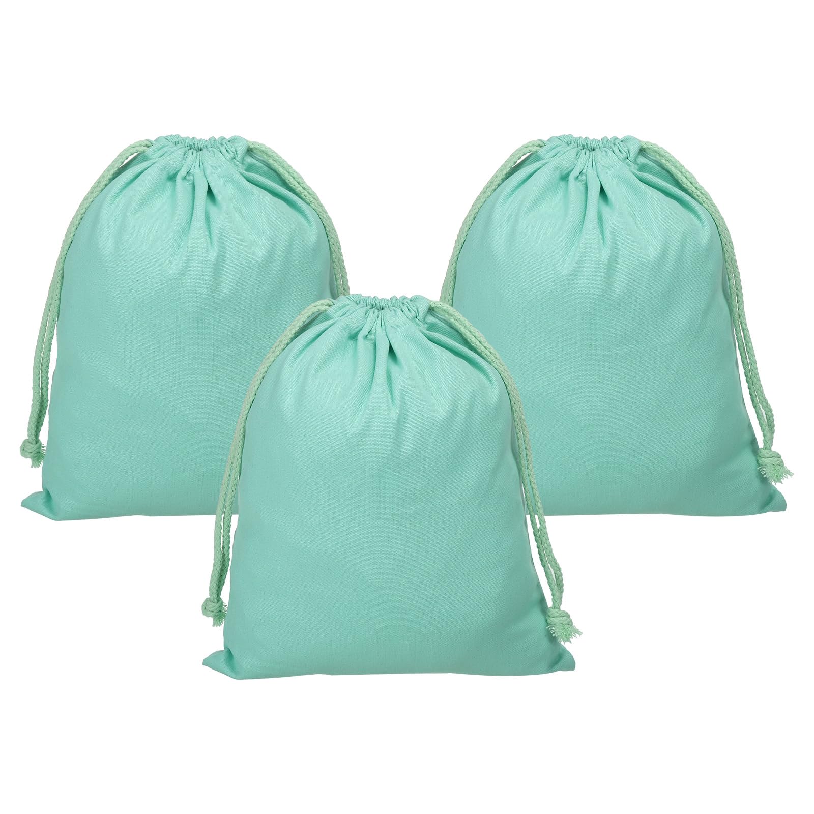 PATIKIL Reusable Drawstring Bags, 10x12.6 Inch 3 Pack Multipurpose Cotton Dust Bags, Luggage Organizer, Travel Essentials Storage Pouch, Cyan