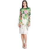 Maggy London Womens Long Sleeve Floral Printed Sheath