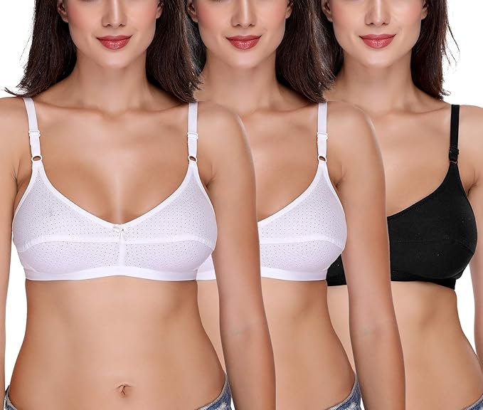 Women's H-05 Cotton Non Padded Full Coverage Bra Pack of 2