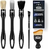 Crystal Clean 5 Pcs Car Detailing Brush Set - 2 Pcs Ultra-Soft for Delicate Leather, Screen & Trim, 2 Pcs Nylon for Wheels, T