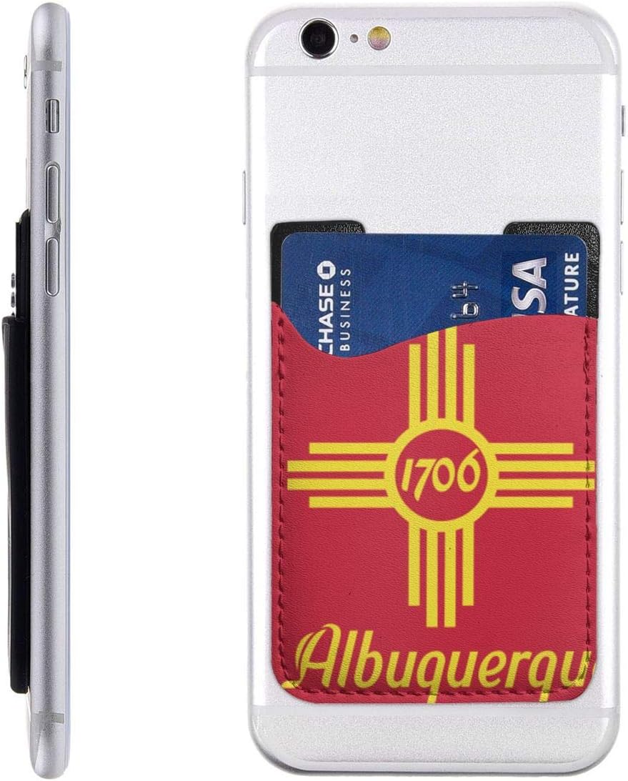 Flag of Albuquerque New Mexico 3M Adhesive Ultra Slim Cell Phone Card Holder Back, Stick On Card Wallet Sticker for iPhone Android Smartphones