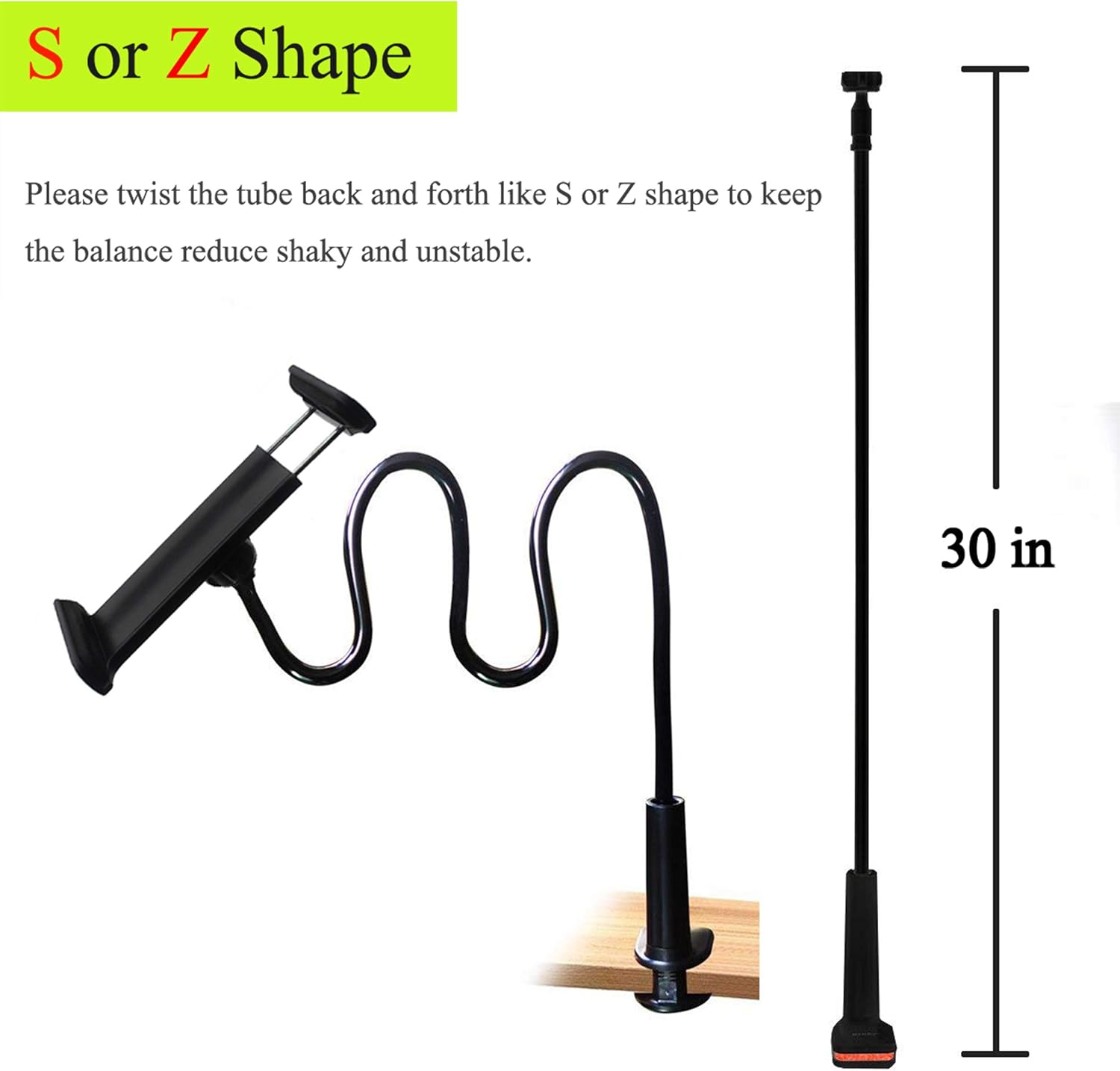 MAGIPEA Tablet Stand Holder, Mount Holder Clip with Grip Flexible Long Arm Gooseneck Compatible with ipad iPhone/Nintendo Switch/Samsung Galaxy Tabs/ Kindle Fire HD - Black: Computers & Accessories