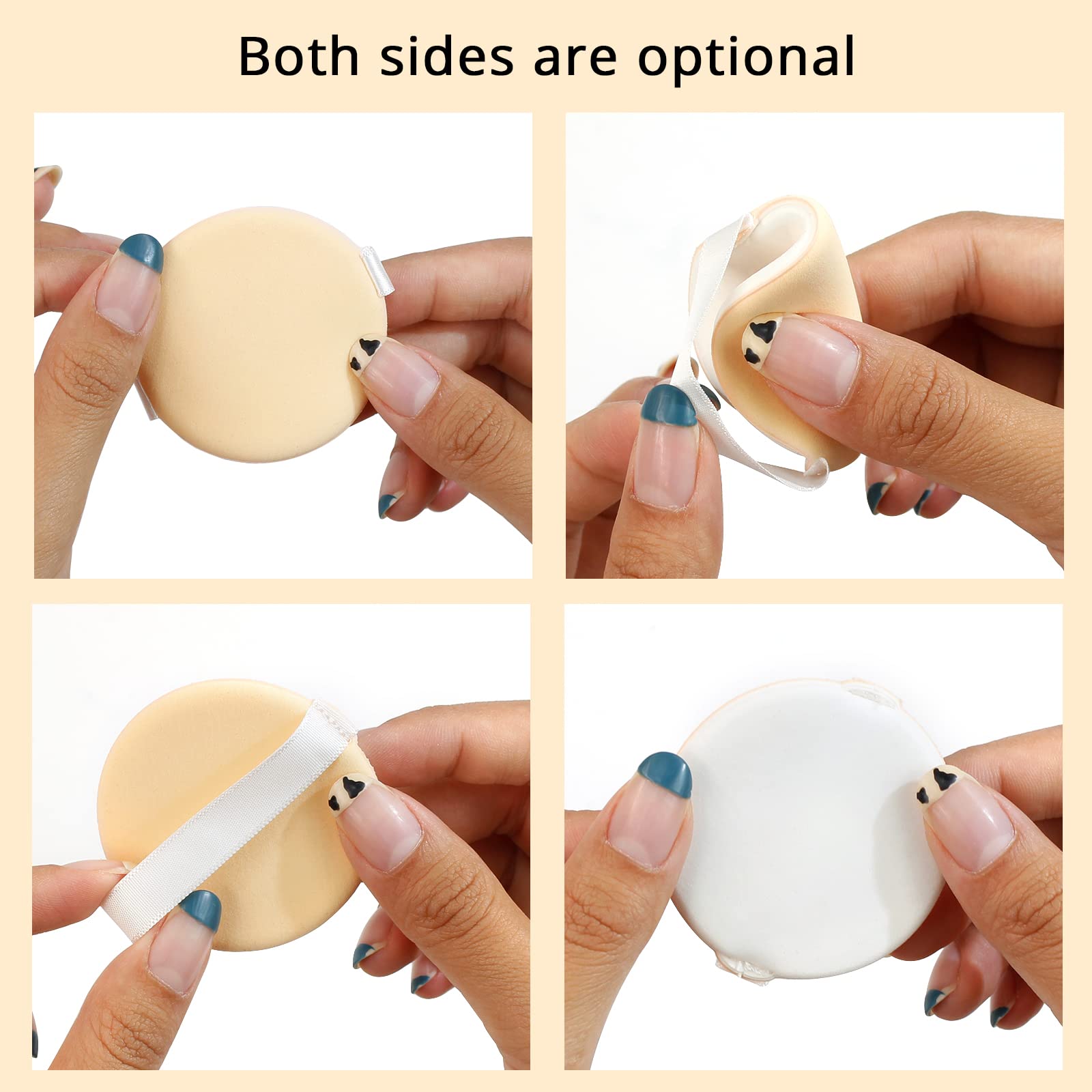 BEAKEY 12 Pcs Round Makeup Sponges with Air Cushion Powder Puff, Latex-free Cloud Kiss Sponges and Makeup Puff for Liquid Foundation, Powder, Concealer