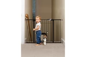 Babelio 29-48" Extra Wide Baby Gate with Adjustable Cat Door, Easy Install Pressure/Hardware Mounted Dog Gates for The House,