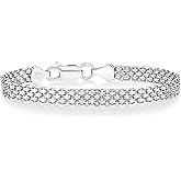 Miabella 925 Sterling Silver Italian 6mm Solid Bismark Mesh Link Chain Bracelet for Women, Made in Italy