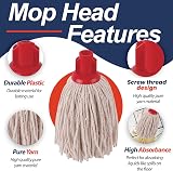 Abbey No.16 Socket Cotton Mop Heads Replacement Pack of 5 Red view 3