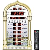 JUYYTUK Digital Prayer Azan Wall Clock for USA Muslim for Home with Automatic Athan Prayer Alarm(Gold)