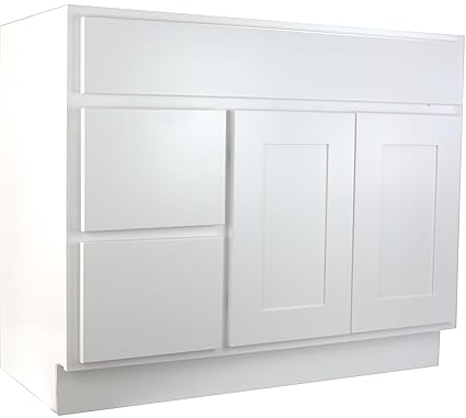 Cabinet Mania White Shaker 42 Inch Bathroom Vanity With Left