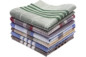 GETUOPT 6PCS Cotton Men's Handkerchiefs,Soft Gents Hankies Set,40 x 40CM Soft Cotton Pocket Hanks